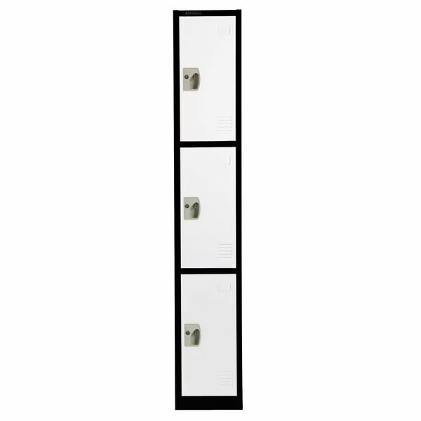 Large 3 Door Locker, Black Body With White Doors, Adiroffice, Mfr#: ADI629-203-B-W